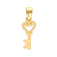 Load image into Gallery viewer, Solid 10k/14k Gold Heart Key Pendant