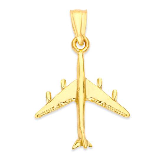 Solid Gold Airplane Pendant - 10k or 14k