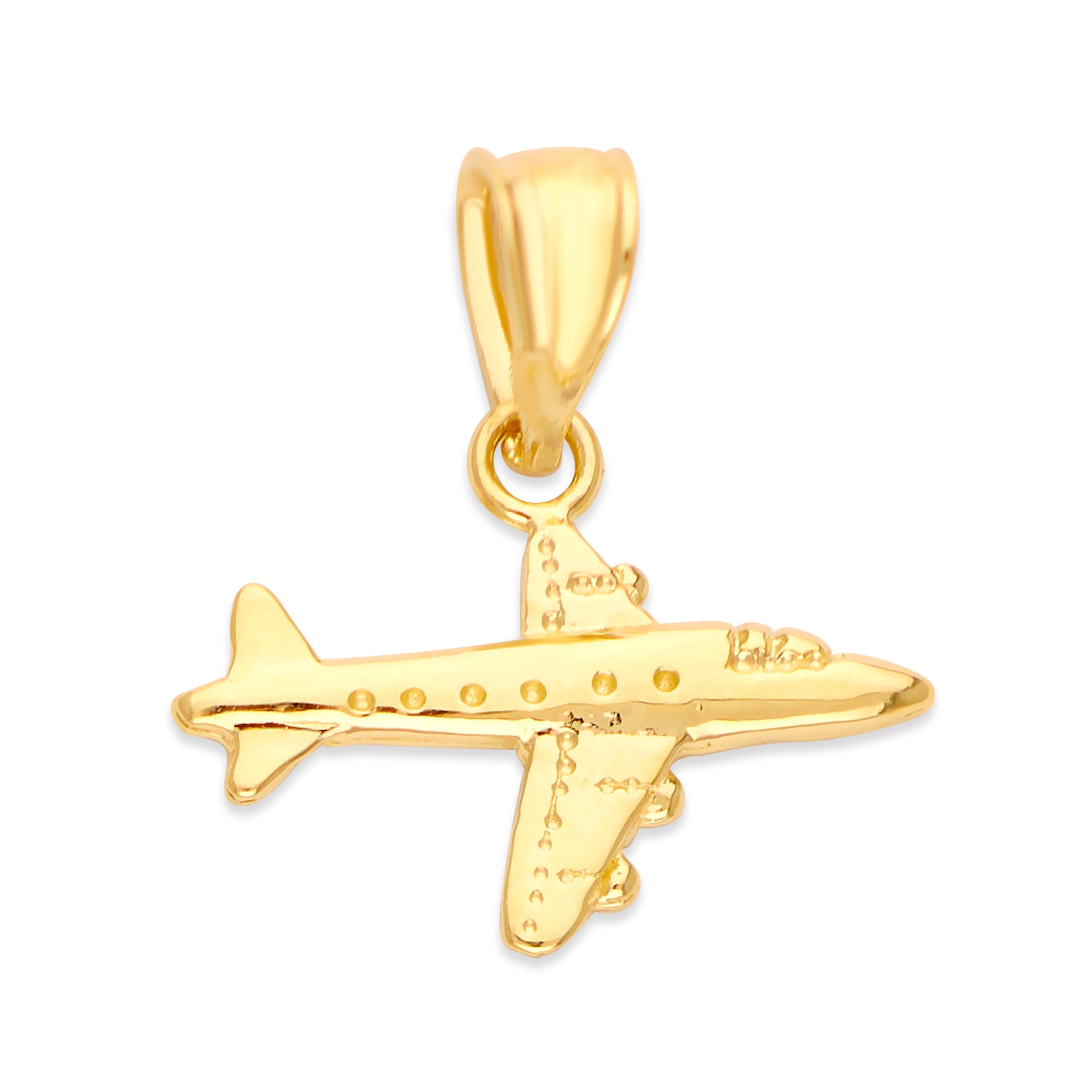 Solid Gold Airplane Pendant - 10k or 14k