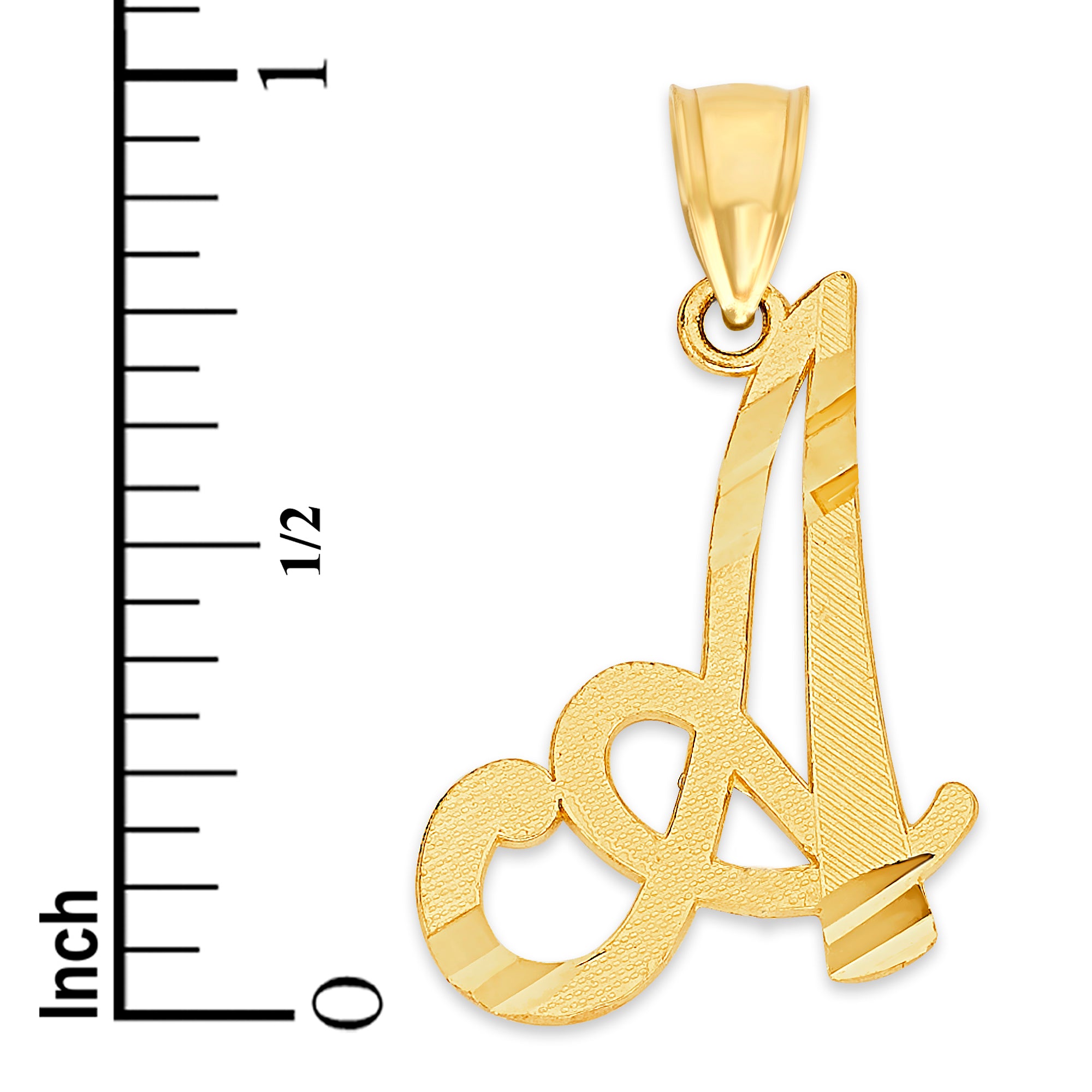 Solid Gold Cursive Initial Pendant - 10k or 14k