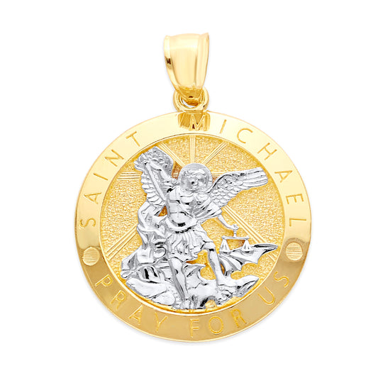 Solid Gold Saint Michael Pendant - 10k or 14k