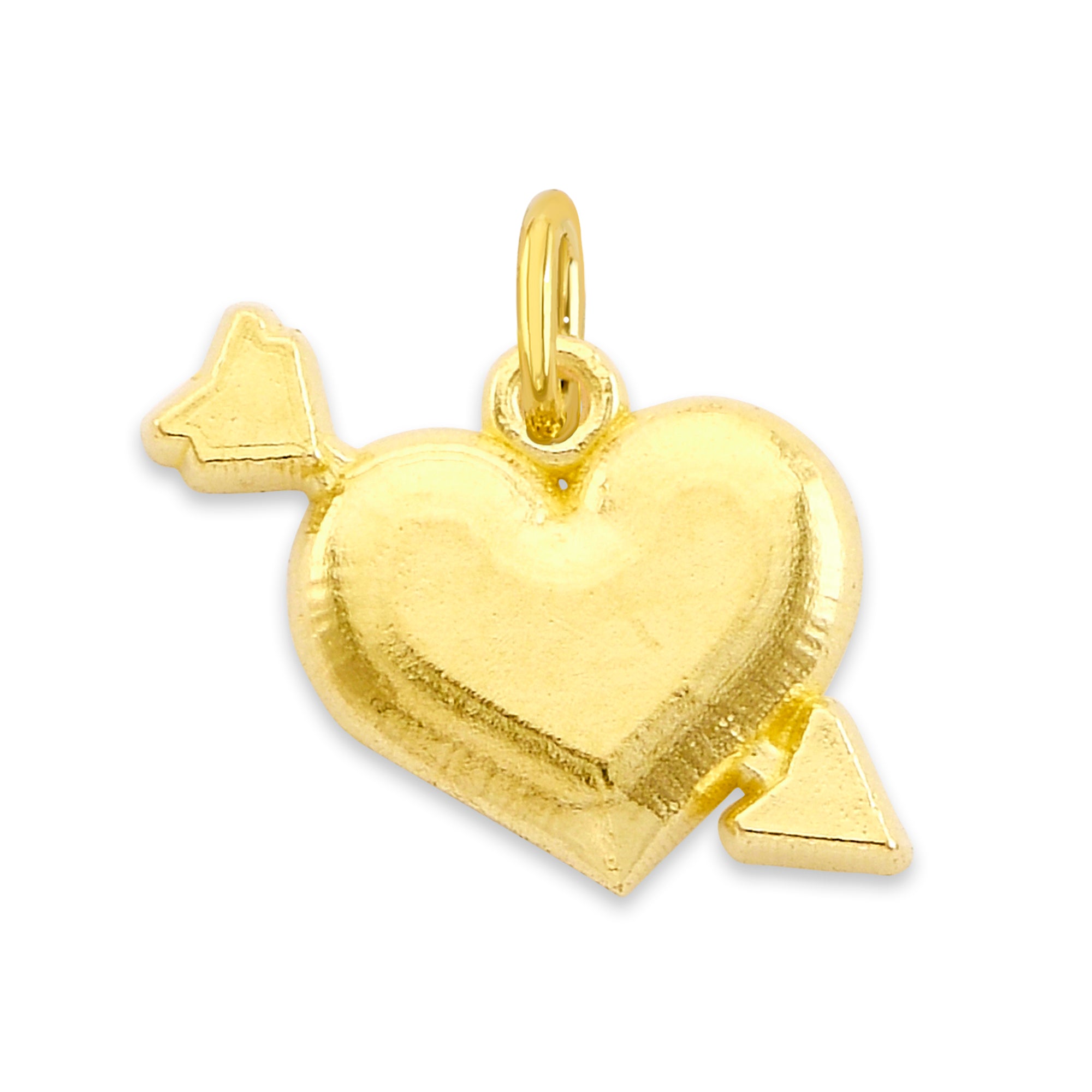 Solid Gold Heart with Arrow Charm - 10k or 14k – Golden Fire Jewelry