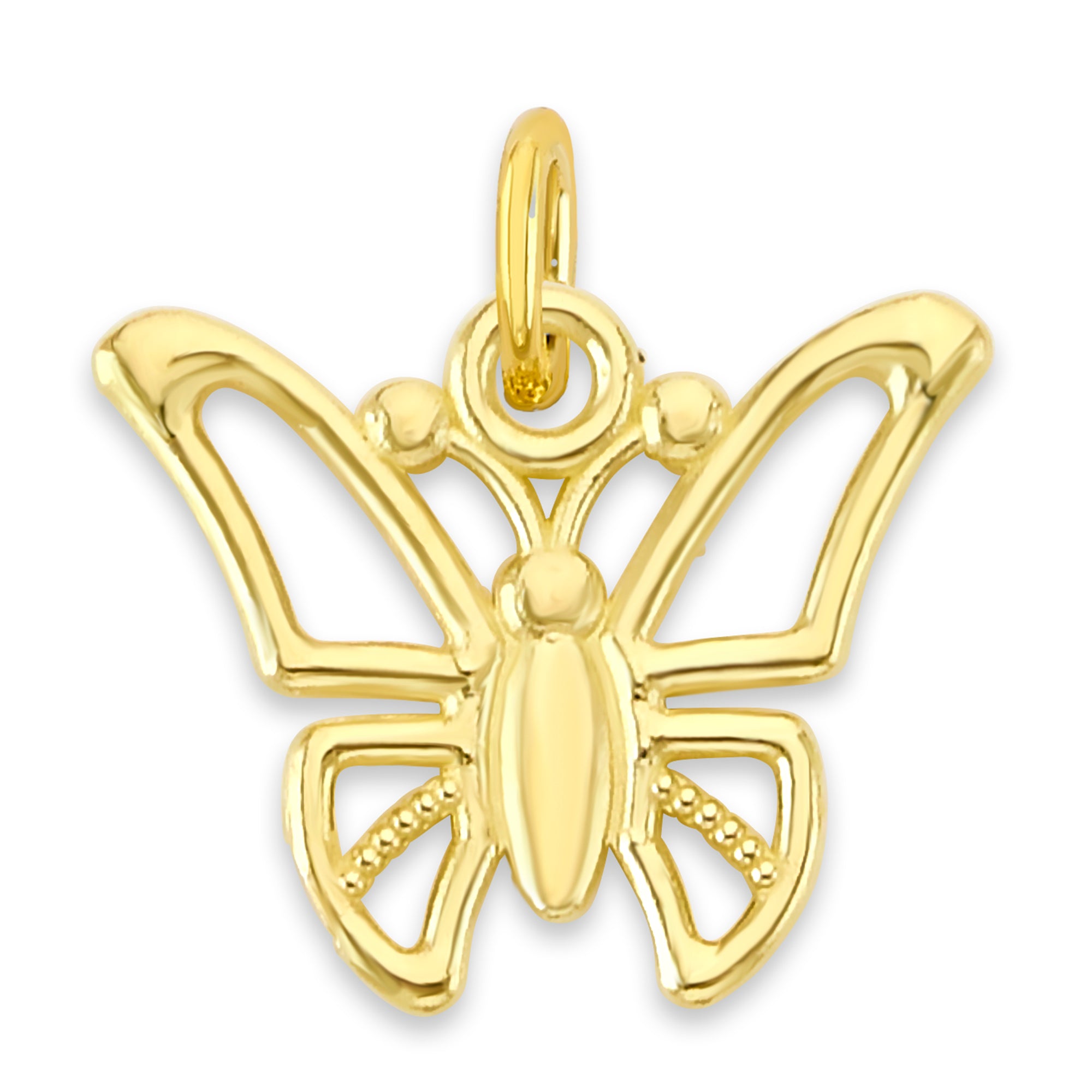 Solid Gold Butterfly Charm with Clasp - 10k or 14k