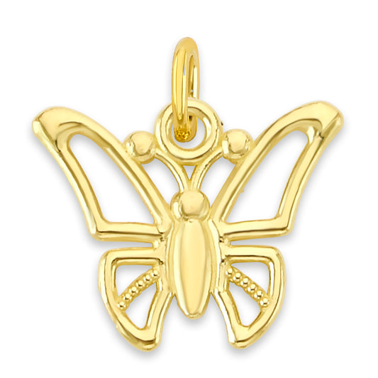 Solid Gold Butterfly Charm with Clasp - 10k or 14k