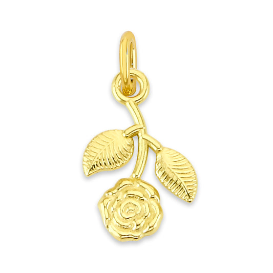 Solid Gold Hanging Rose Charm - 10k or 14k