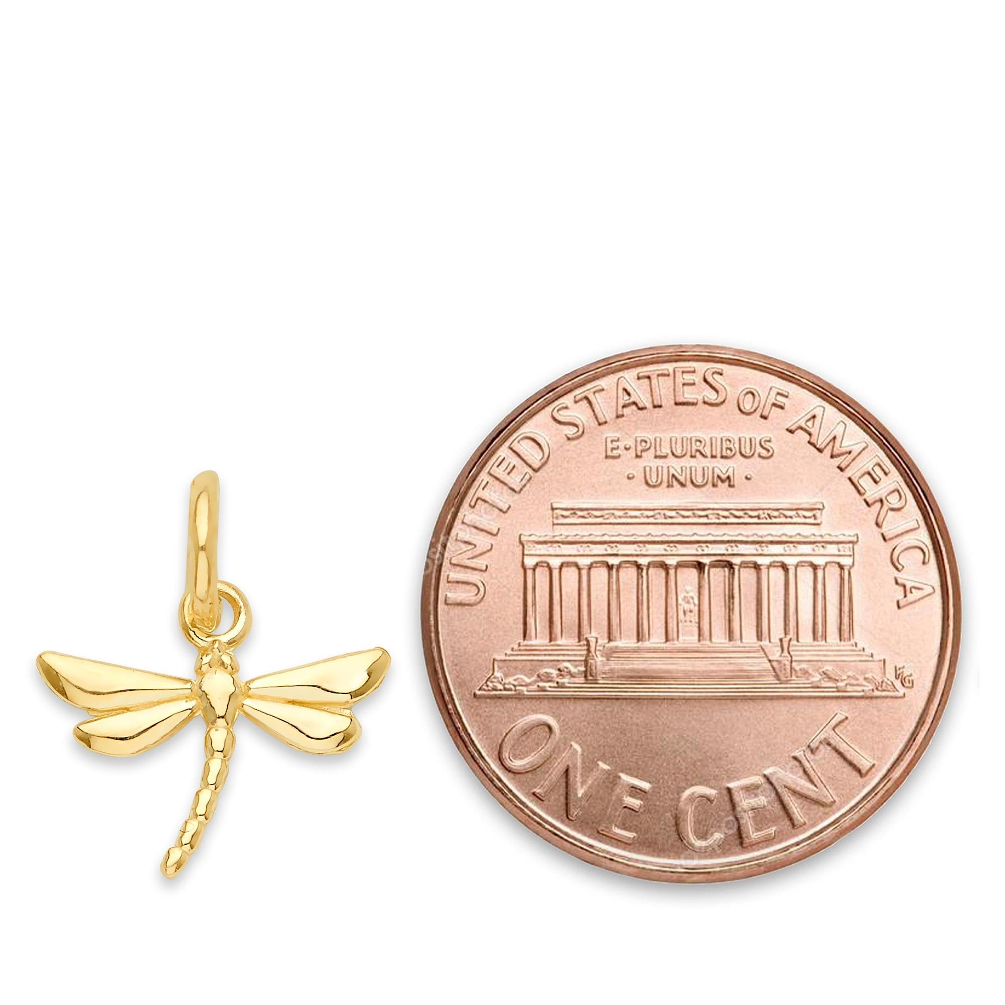 Solid Gold Dragonfly Charm- 10k or 14k