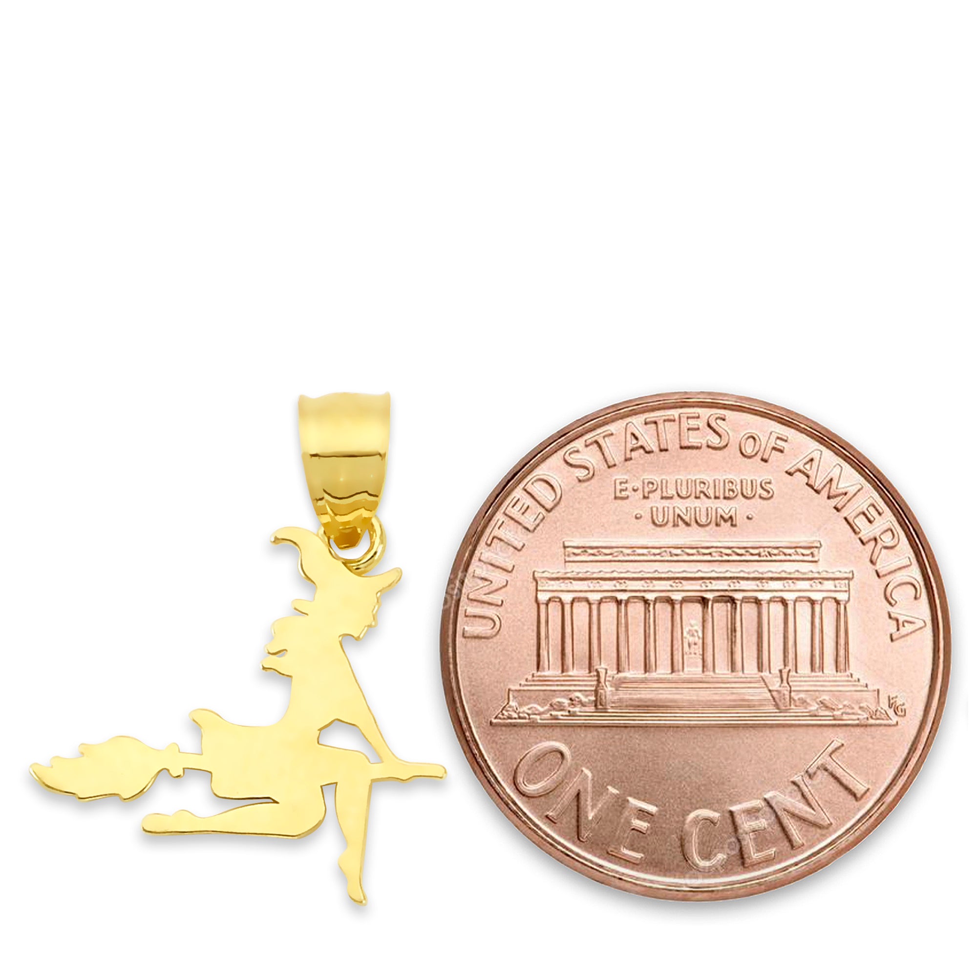 Solid Gold Witch Pendant - 10k or 14k
