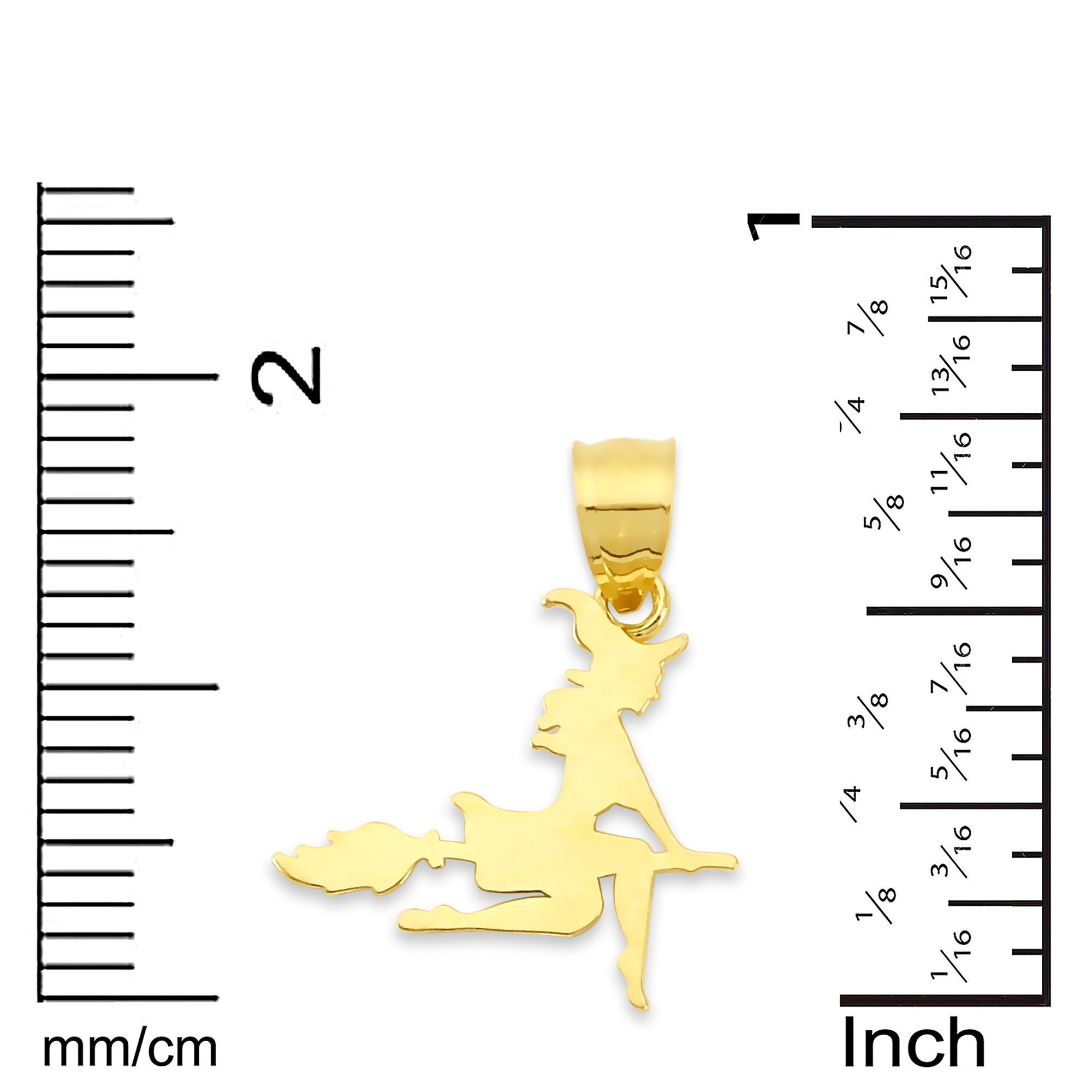 Solid Gold Witch Pendant - 10k or 14k