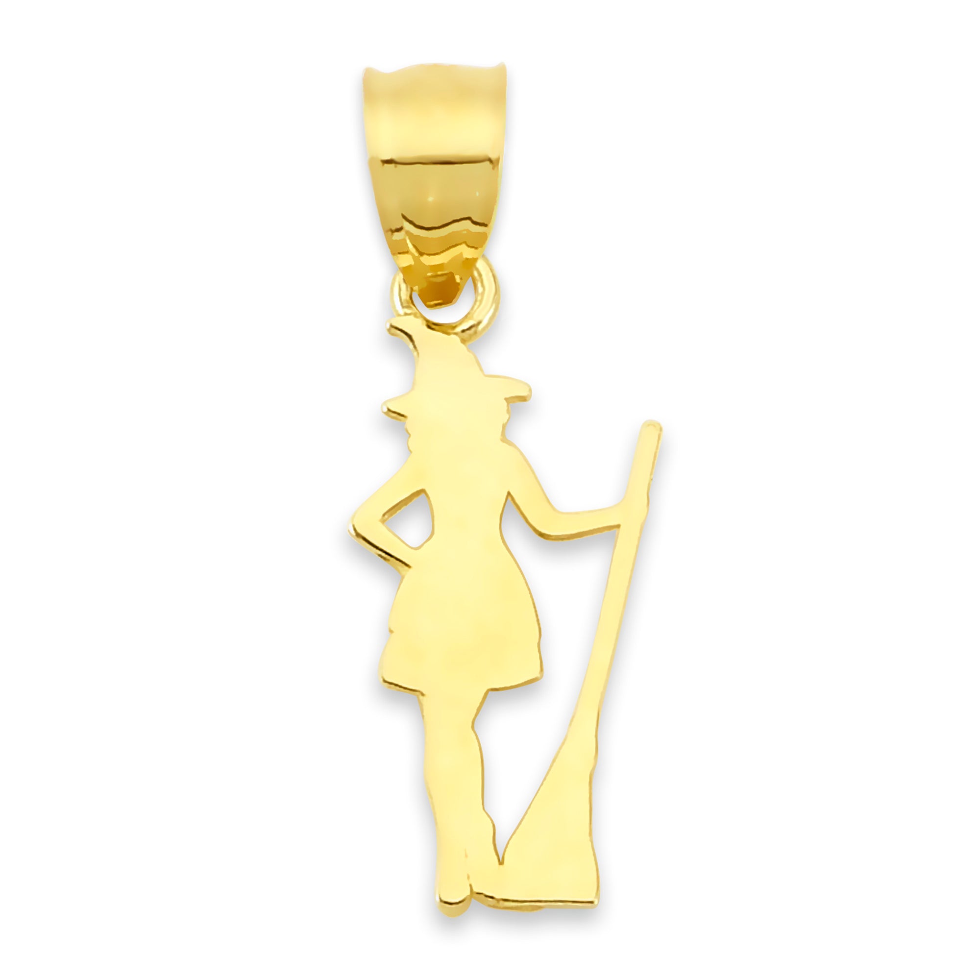 Solid Gold Witch Pendant - 10k or 14k
