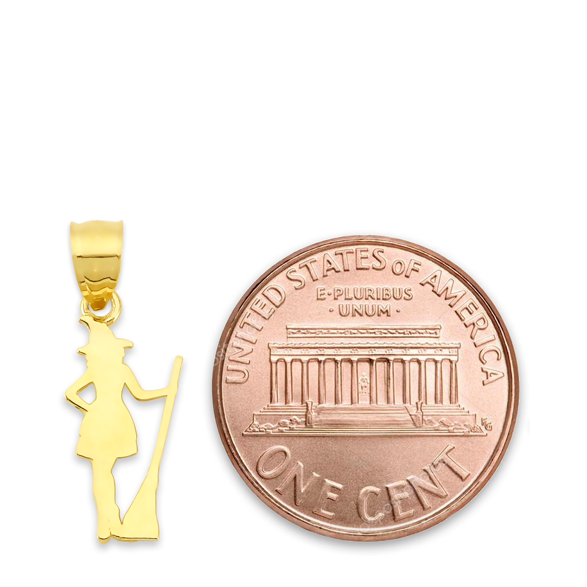 Solid Gold Witch Pendant - 10k or 14k