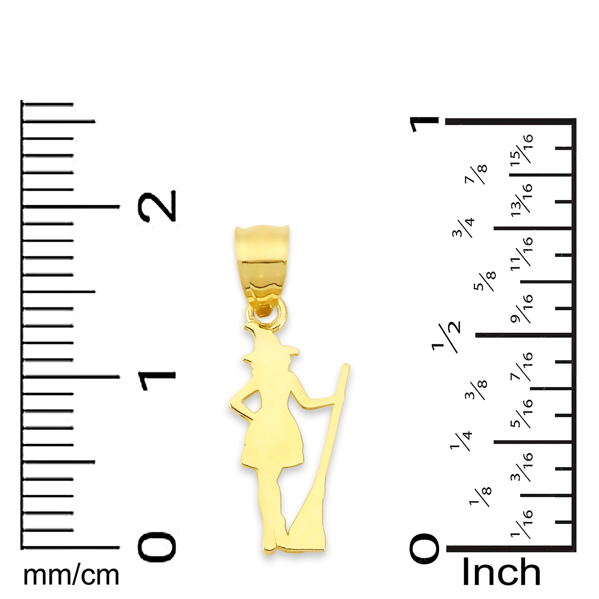 Solid Gold Witch Pendant - 10k or 14k