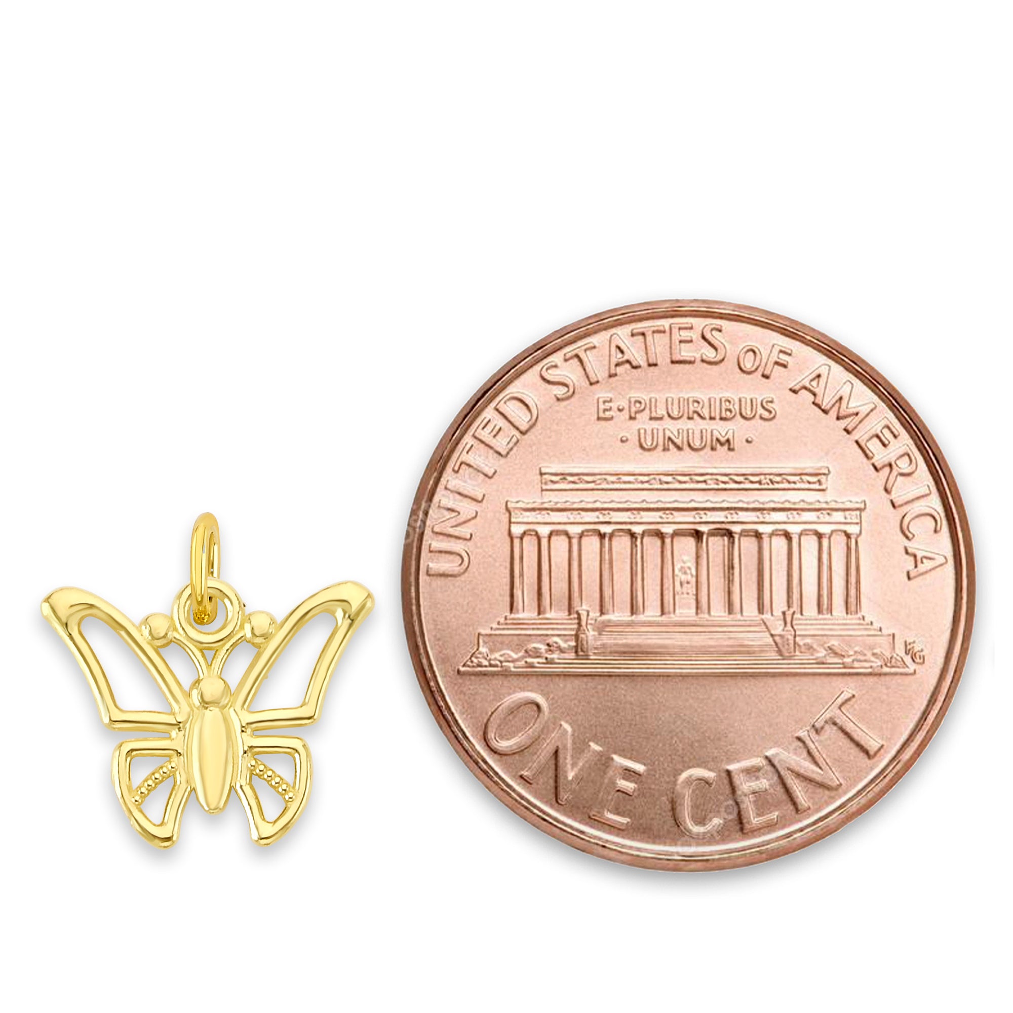 Solid Gold Butterfly Charm with Clasp - 10k or 14k
