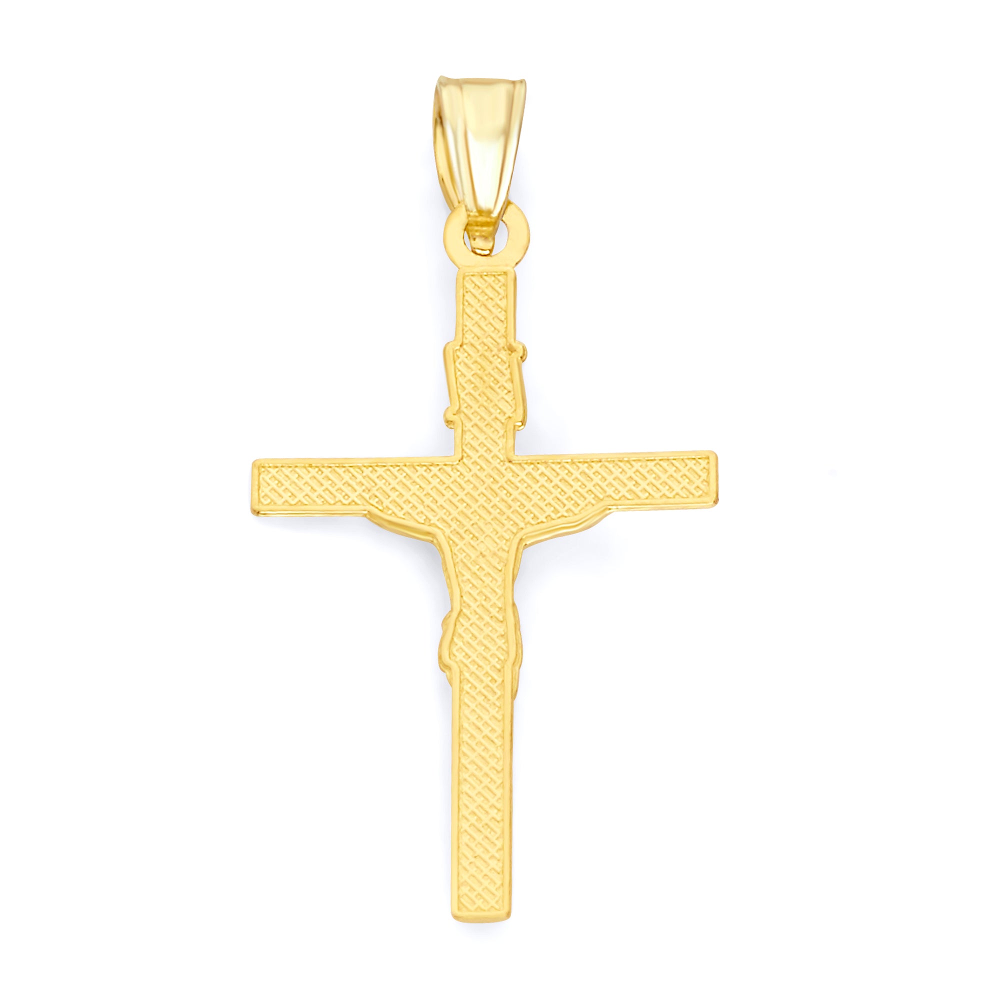 Solid Gold INRI Crucifix Pendant - 10k or 14k