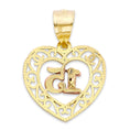 Load image into Gallery viewer, Solid Gold Quinceanera Heart Pendant - 10k or 14k