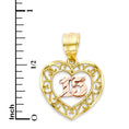 Load image into Gallery viewer, Solid Gold Quinceanera Heart Pendant - 10k or 14k