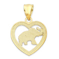 Load image into Gallery viewer, Solid Gold Elephant in Heart Pendant - 10k or 14k