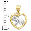 Load image into Gallery viewer, Solid Gold Elephant in Heart Pendant - 10k or 14k