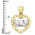 Load image into Gallery viewer, Solid Two-Tone Gold Cat in Heart Pendant - 10k or 14k