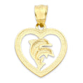 Load image into Gallery viewer, Solid Two-Tone Gold Dolphin in Heart Pendant - 10k or 14k
