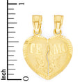 Load image into Gallery viewer, Solid Gold Breakable Te Amo Heart Pendant - 10k or 14k