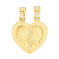 Load image into Gallery viewer, Solid Gold Breakable Best Friends Heart Pendant - 10k or 14k