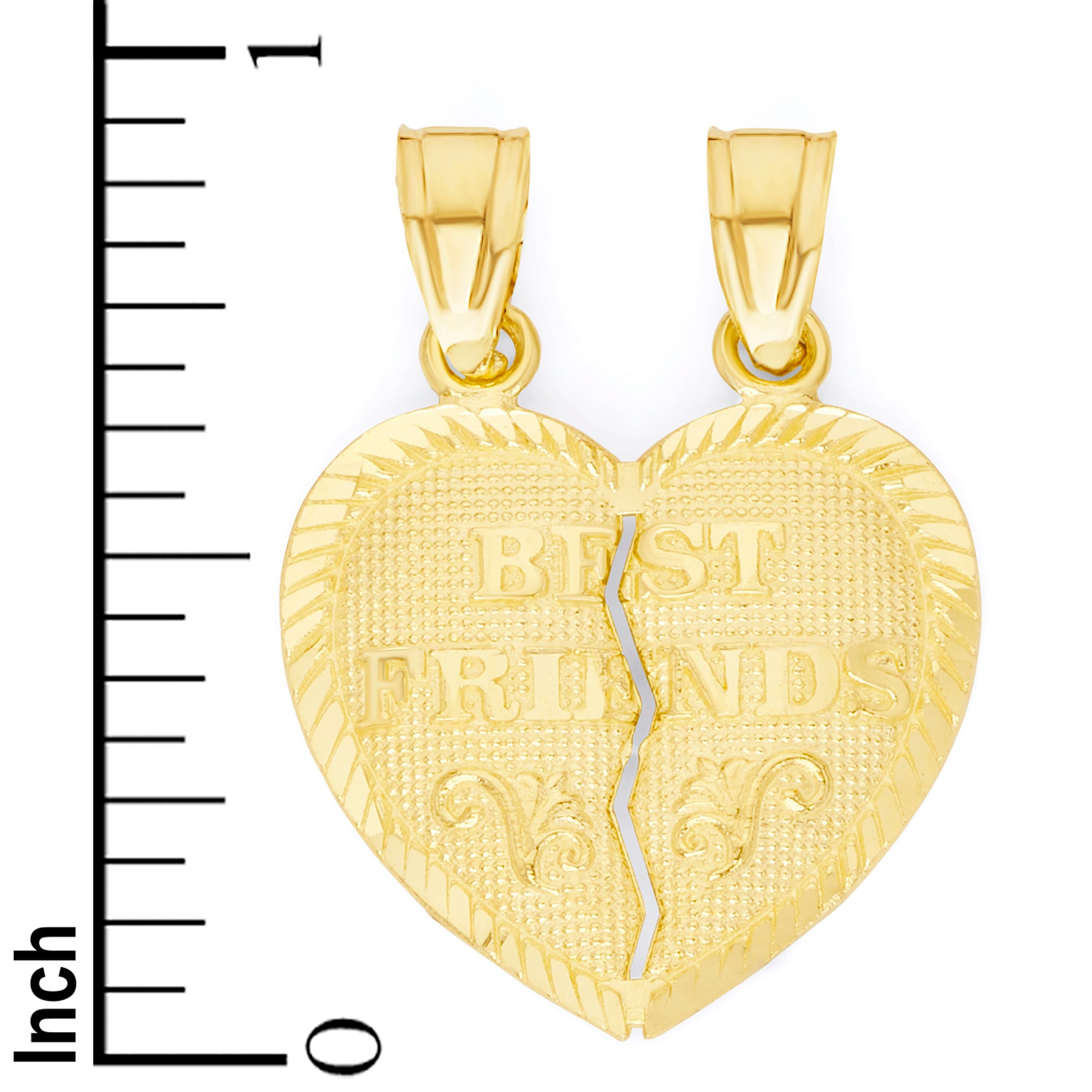 Solid Gold Breakable Best Friends Heart Pendant - 10k or 14k