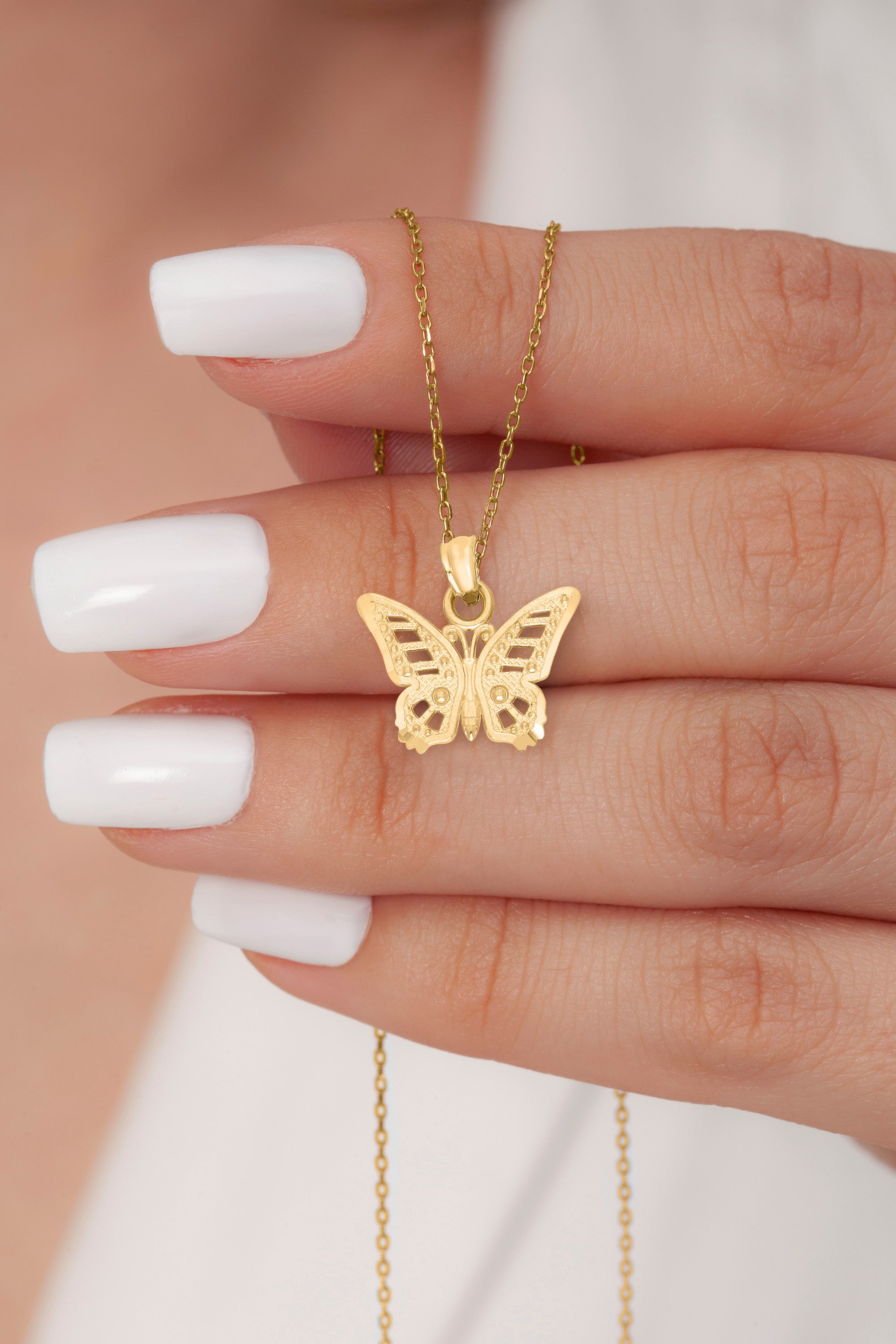 Solid Gold Butterfly Pendant - 10k or 14k