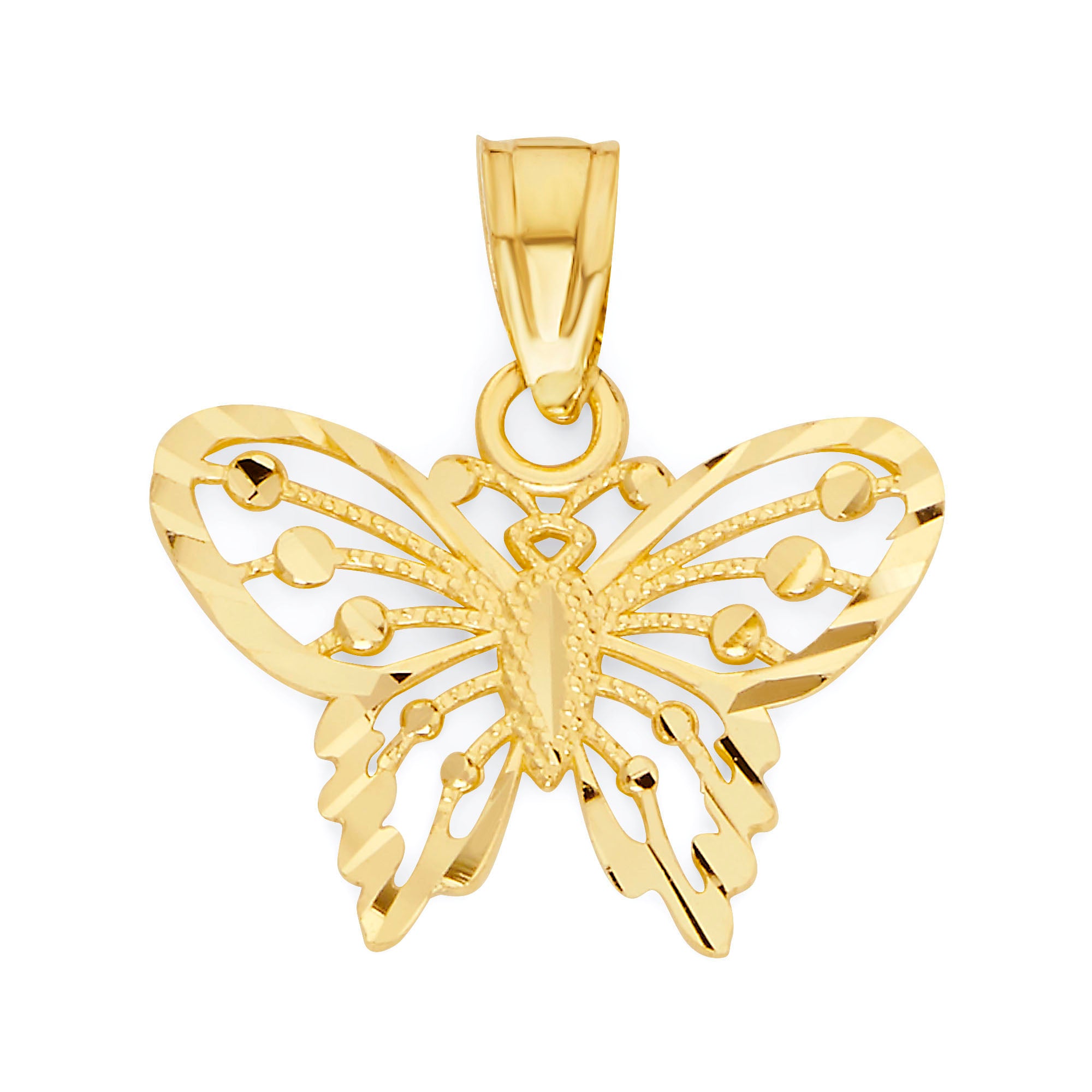 Solid Gold Butterfly Pendant - 10k or 14k