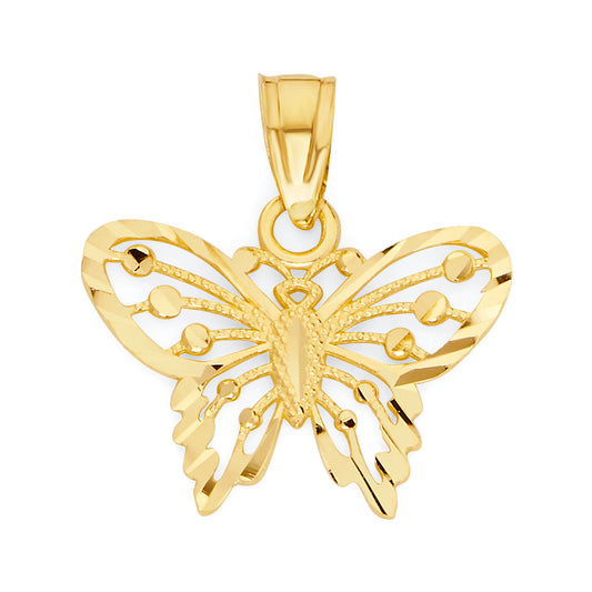 Solid Gold Butterfly Pendant - 10k or 14k