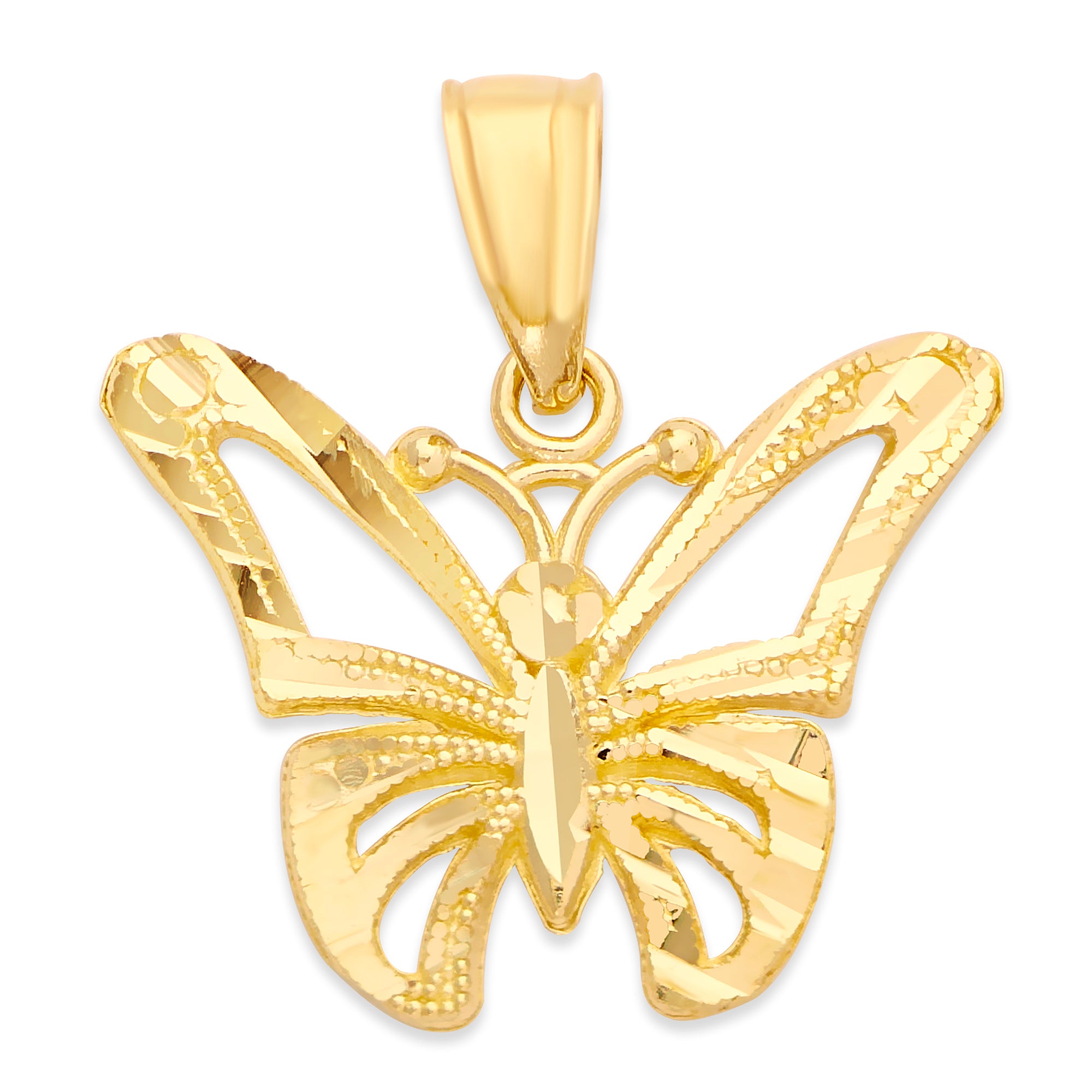 Solid Gold Butterfly Pendant - 10k or 14k