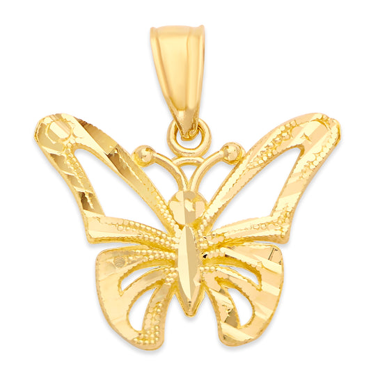 Solid Gold Butterfly Pendant - 10k or 14k