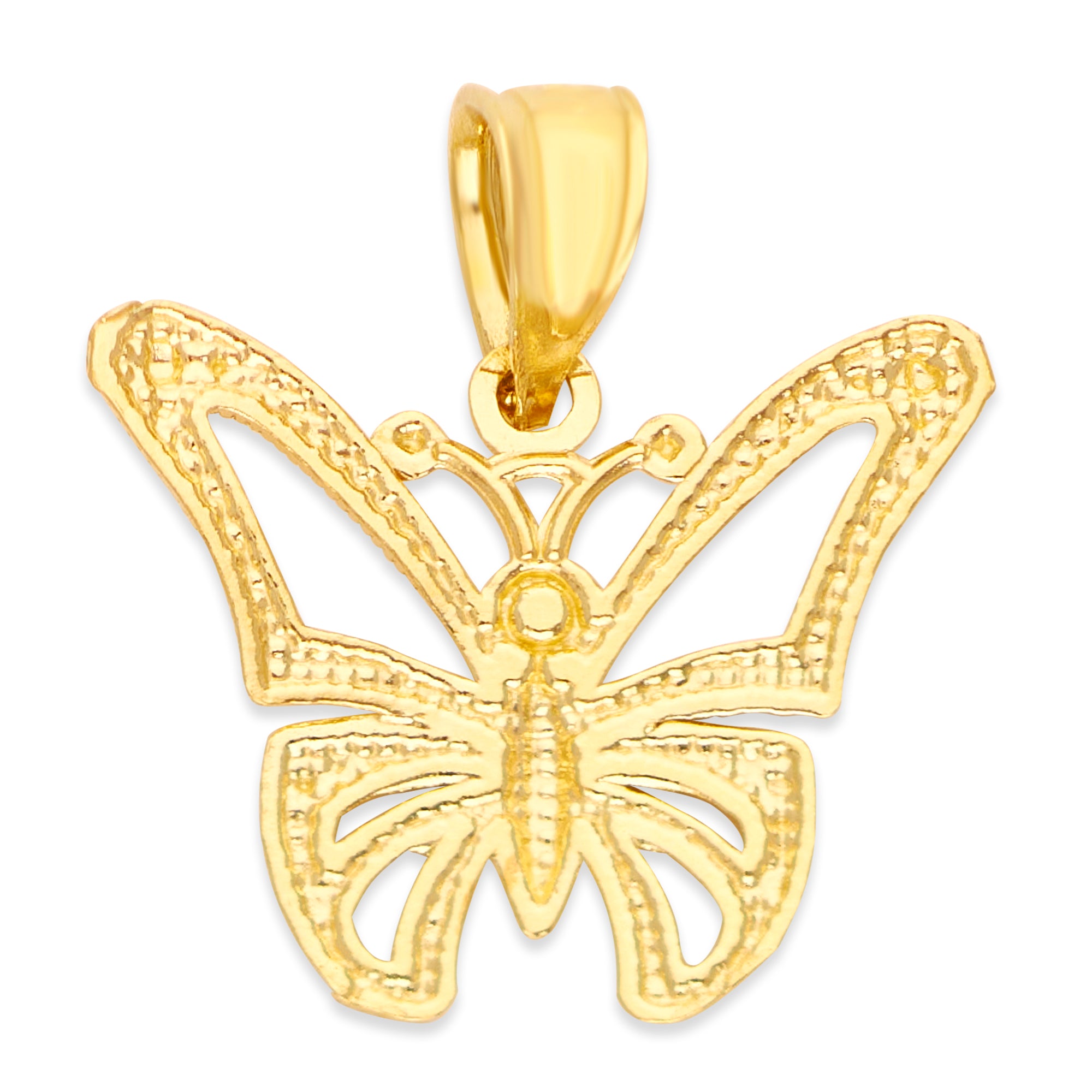 Solid Gold Butterfly Pendant - 10k or 14k