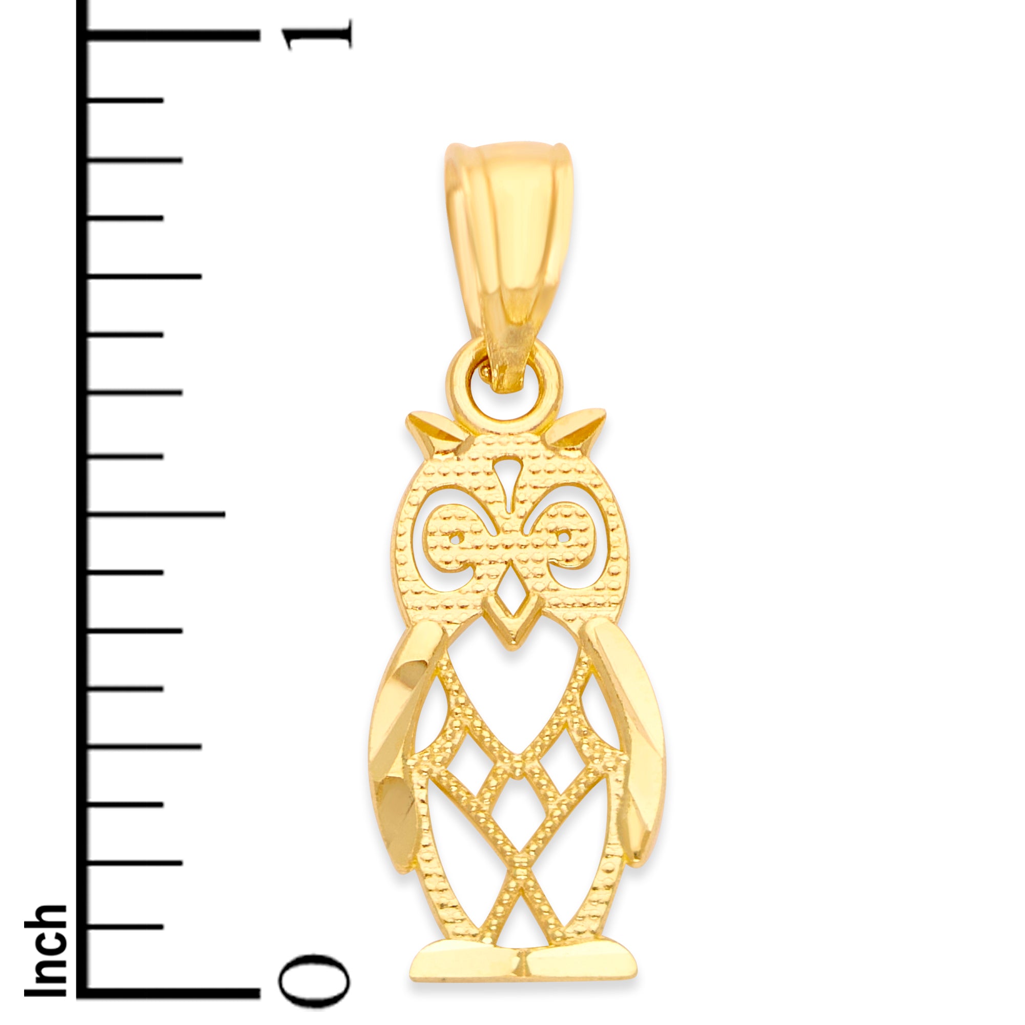 Solid Gold Owl Pendant - 10k or 14k