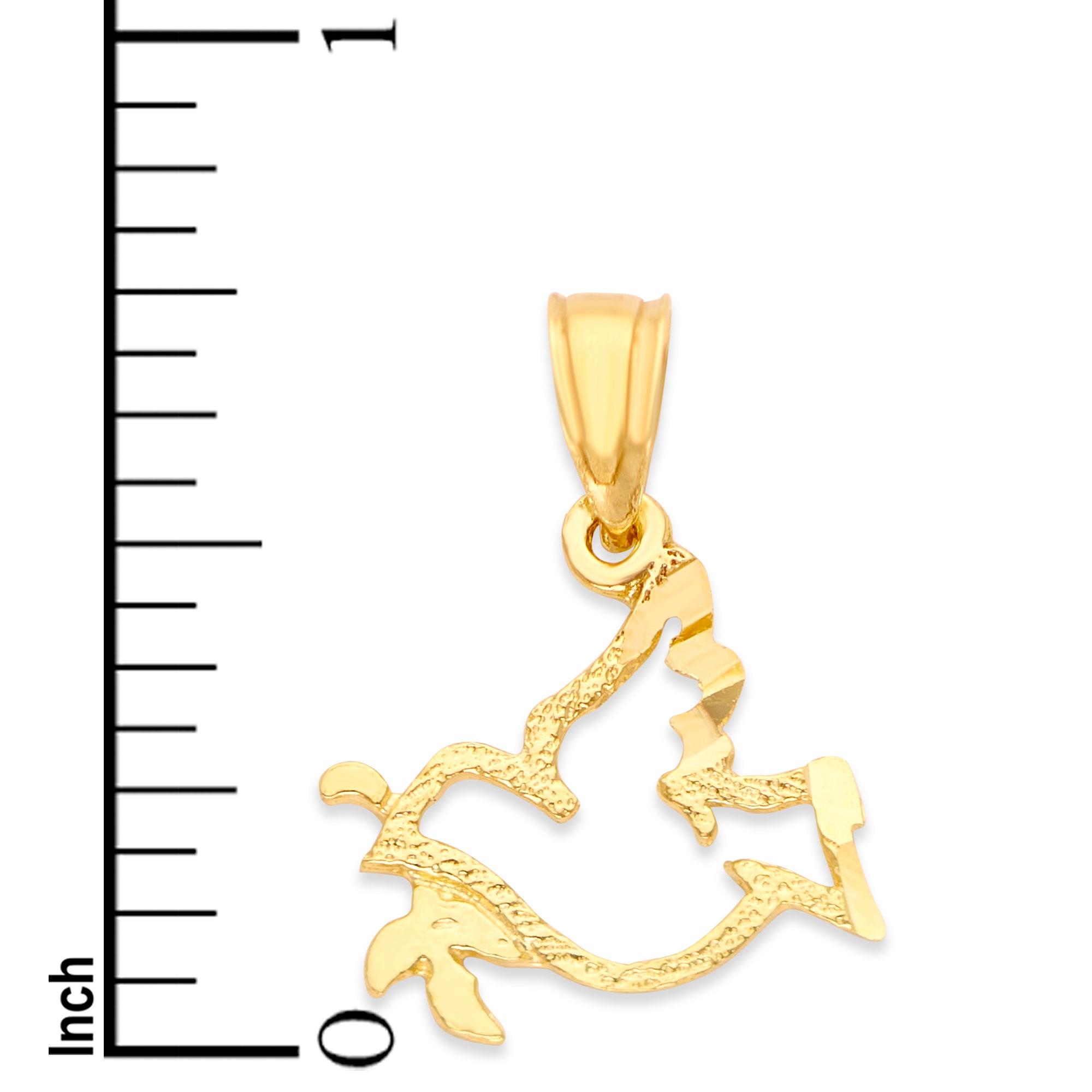 Solid Gold Dove with Olive Branch Pendant - 10k or 14k