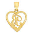 Load image into Gallery viewer, Solid Gold Heart Initial Pendant - 10k or 14k