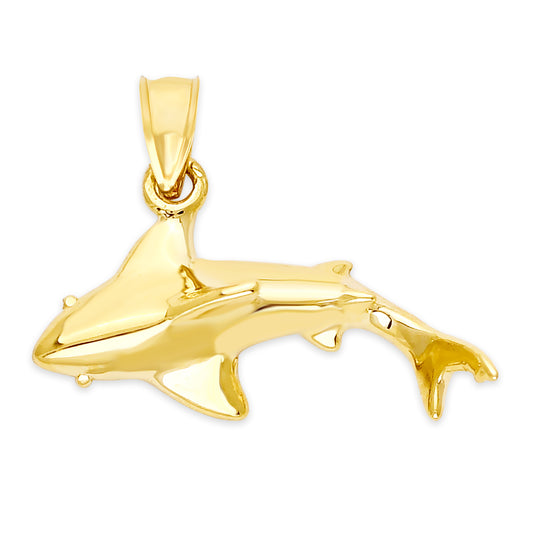 Solid Gold Shark Pendant - 10k or 14k