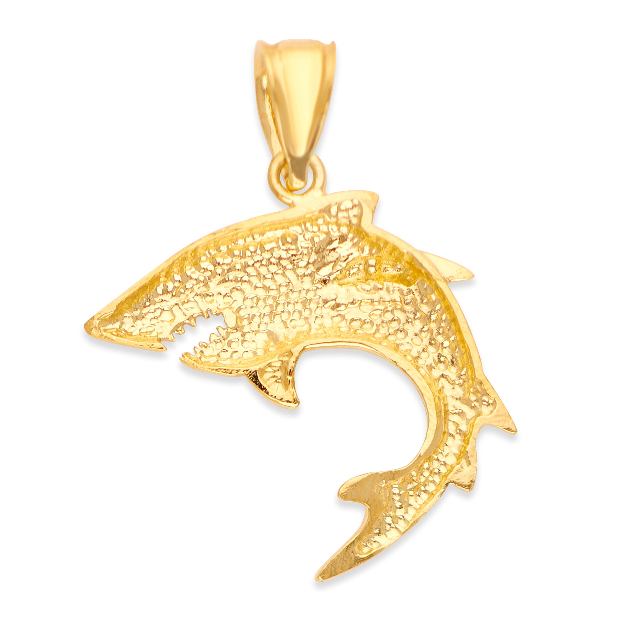 Solid Gold Shark Pendant - 10k or 14k