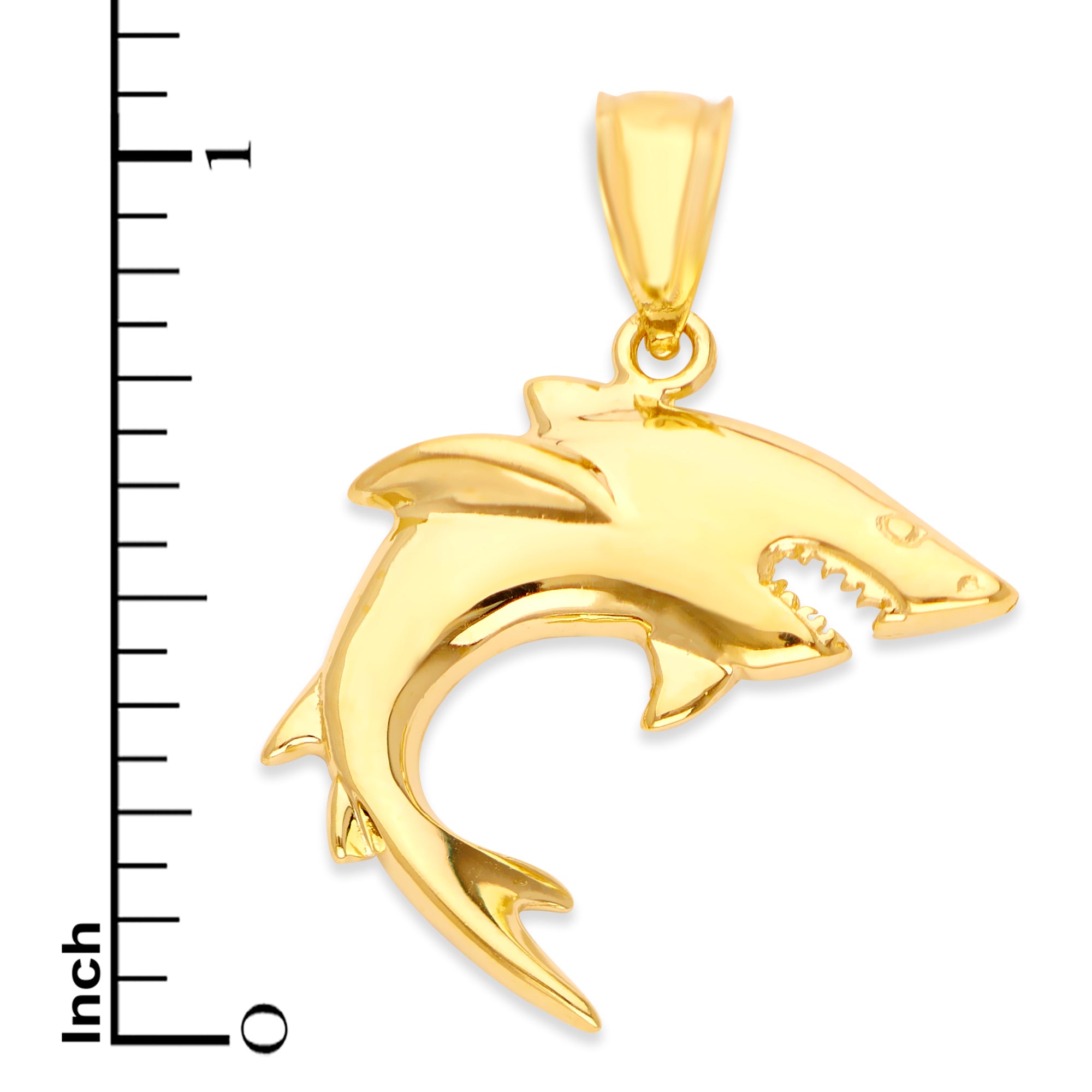 Solid Gold Shark Pendant - 10k or 14k