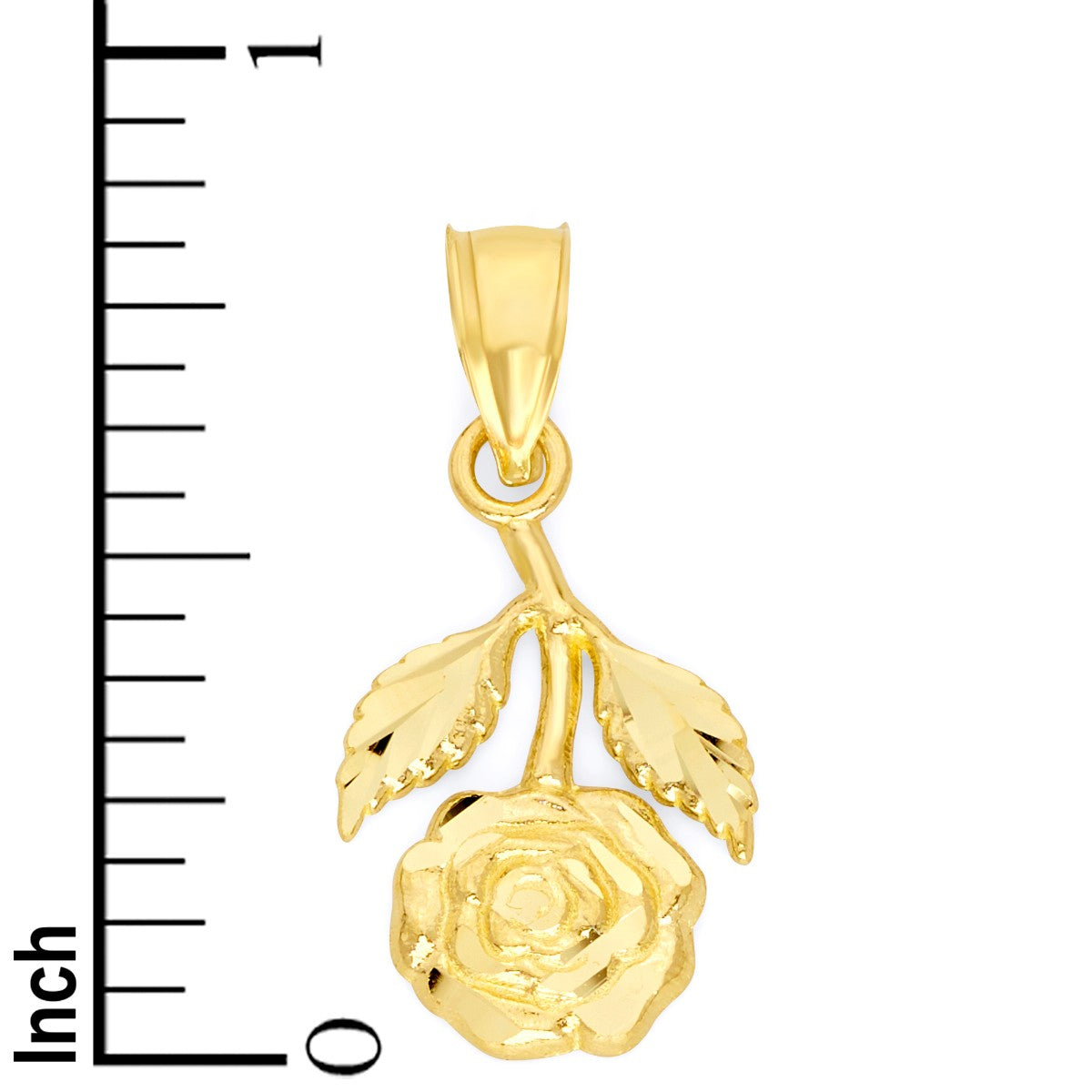Solid Gold Hanging Rose Pendant - 10k or 14k
