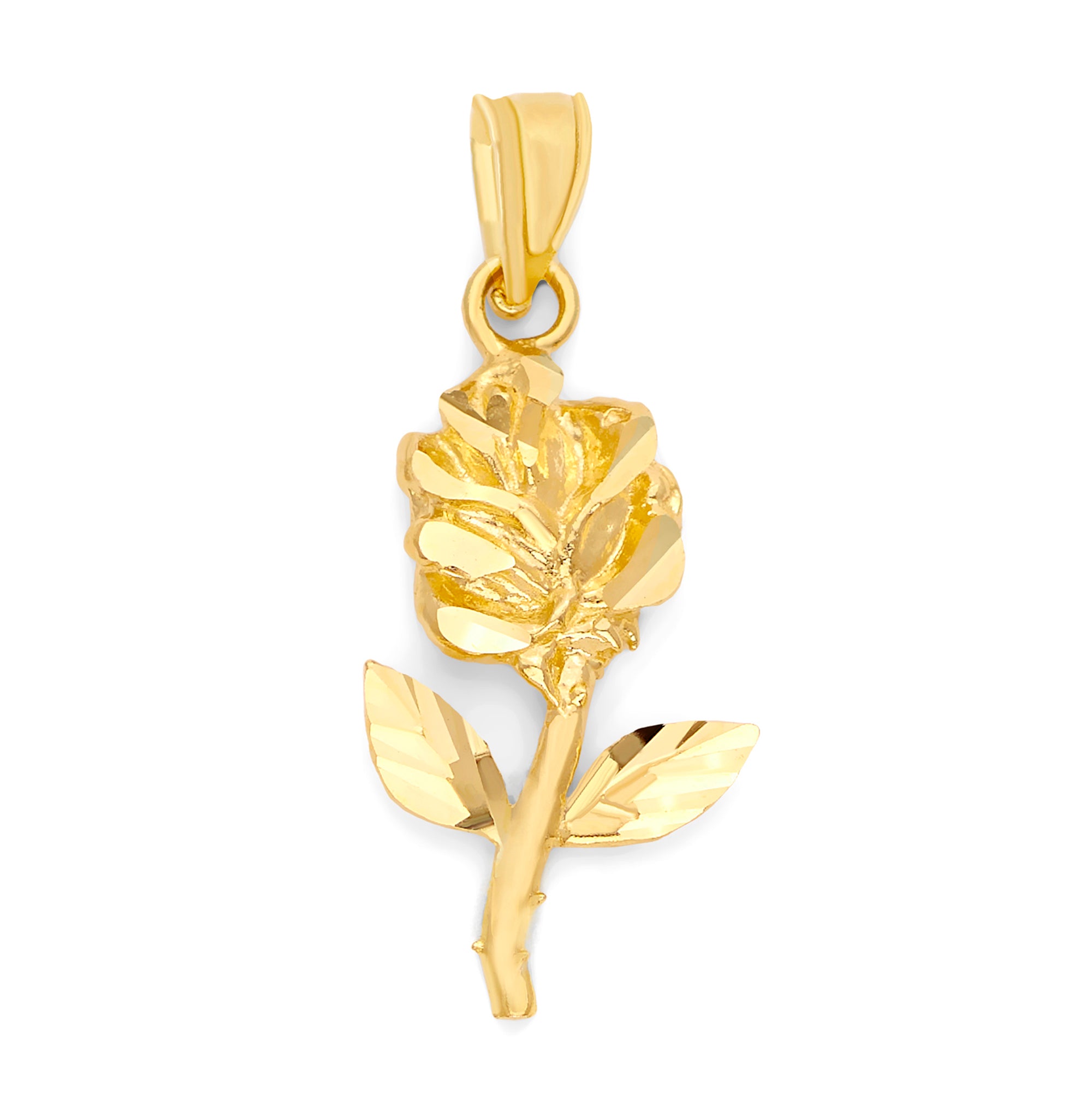 Solid Gold Hanging Rose Pendant - 10k or 14k