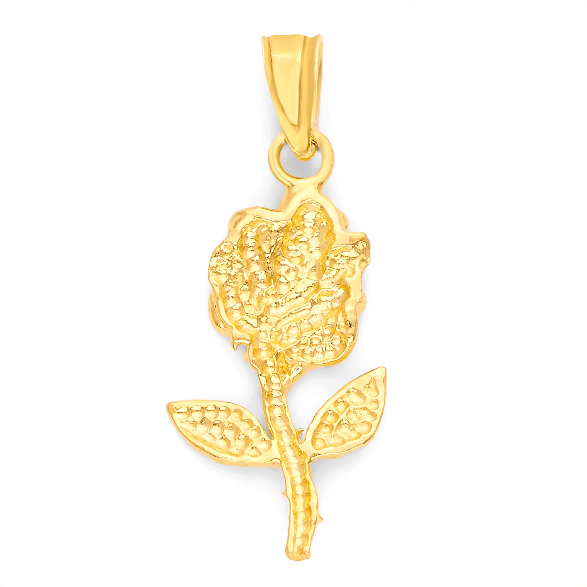 Solid Gold Hanging Rose Pendant - 10k or 14k