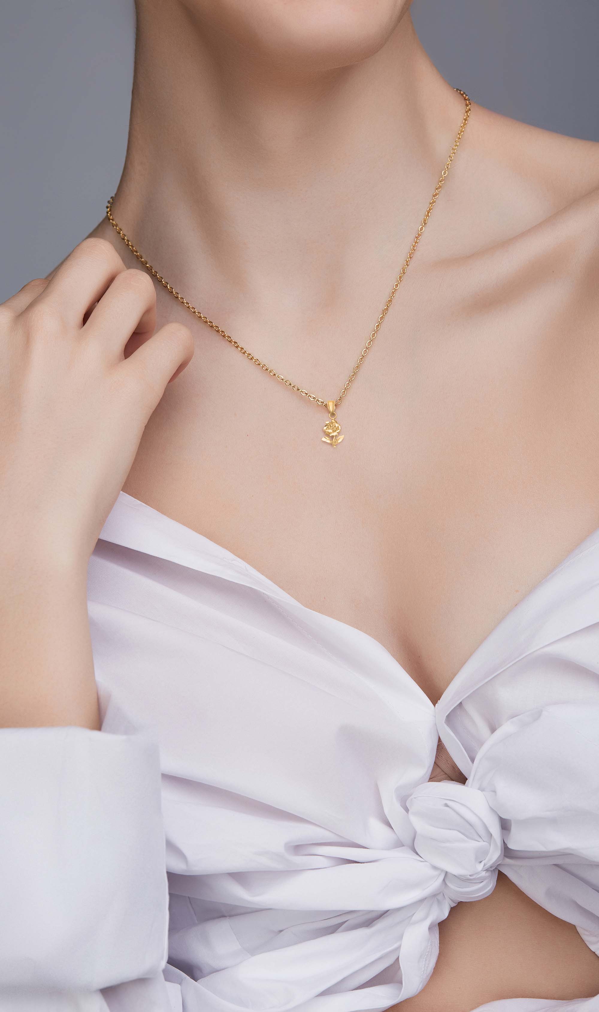 Solid Gold Rose Pendant - 10k or 14k