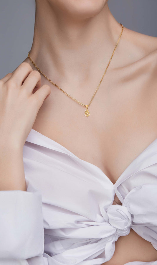 Solid Gold Rose Pendant - 10k or 14k