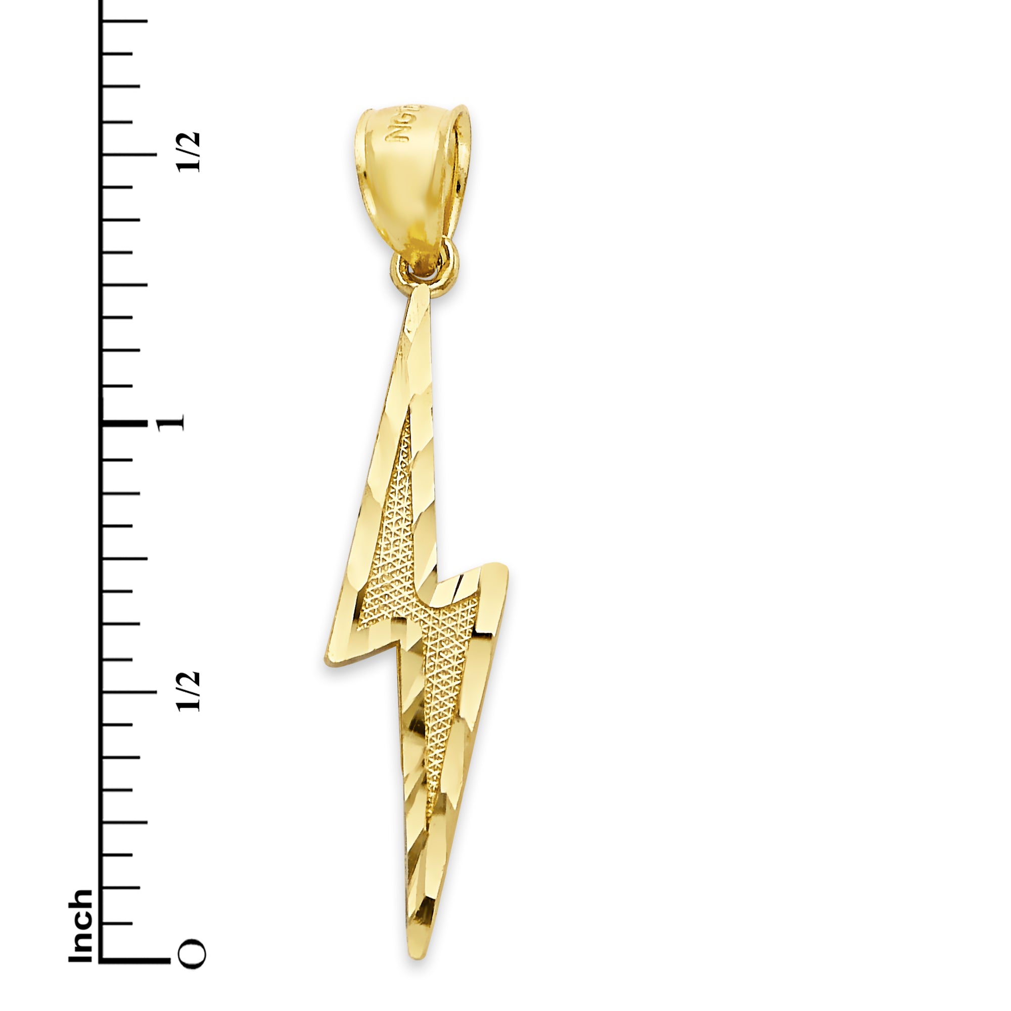 Solid Gold Lightning Bolt Pendant - 10k or 14k