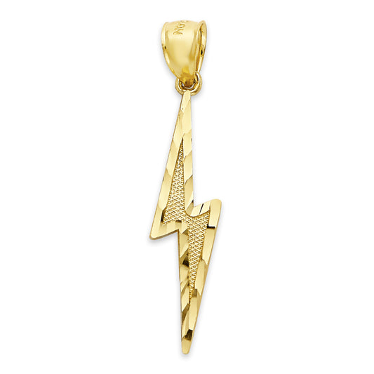 Solid Gold Lightning Bolt Pendant - 10k or 14k