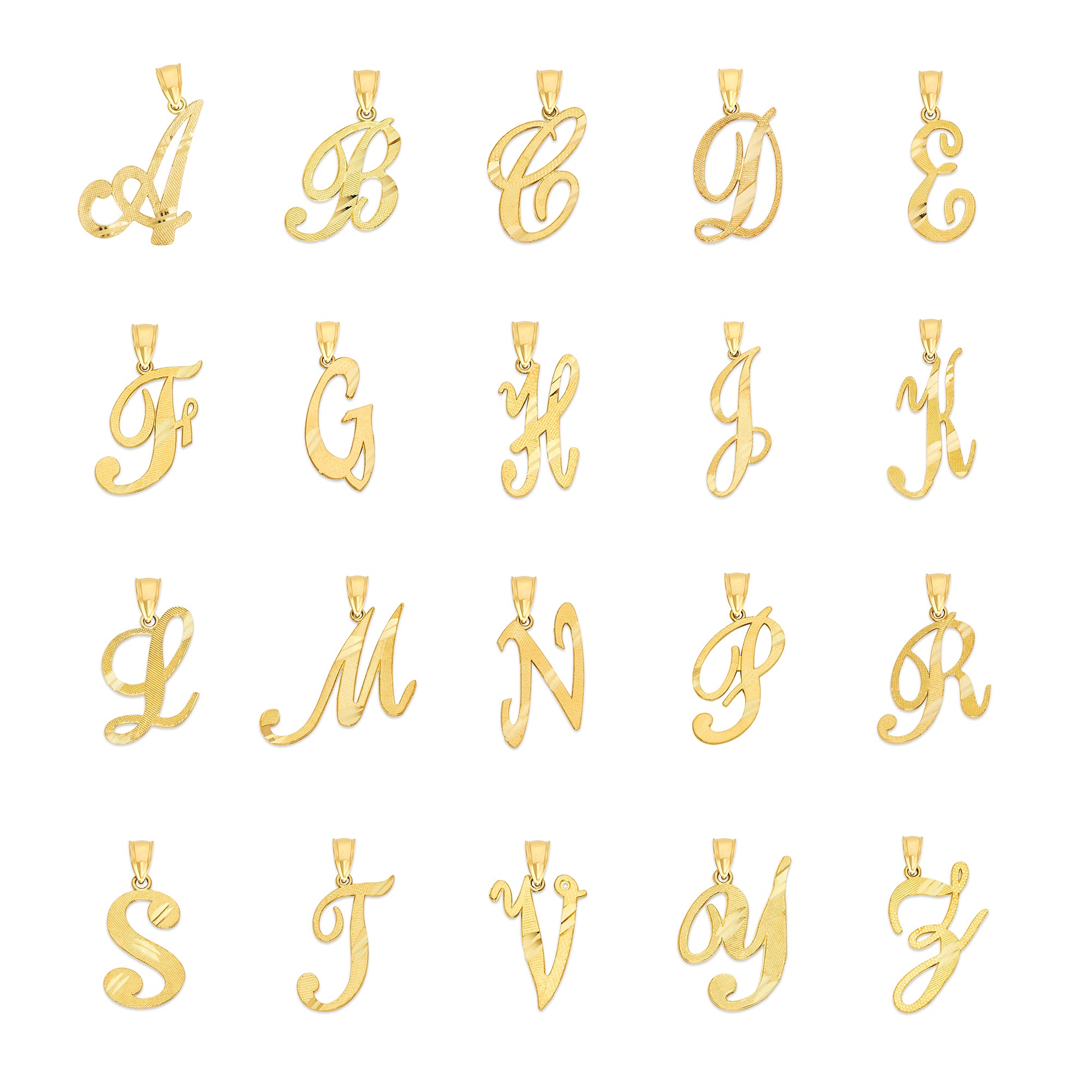 Solid Gold Cursive Initial Pendant - 10k or 14k