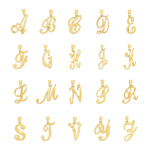 Solid Gold Cursive Initial Pendant - 10k or 14k