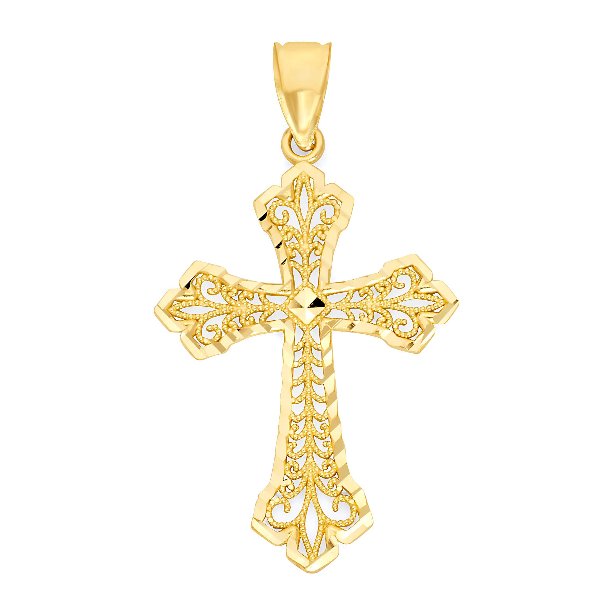 Solid Gold Cross Pendant - 10k or 14k