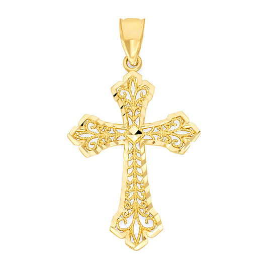 Solid Gold Cross Pendant - 10k or 14k