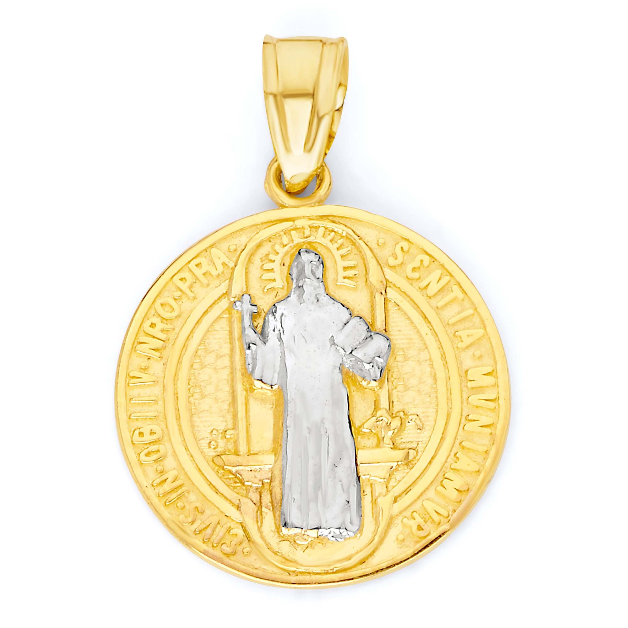 Solid 10k/14k Gold Saint Benedict Medallion Pendant